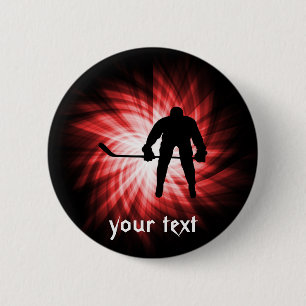 Red Hockey 6 Cm Round Badge
