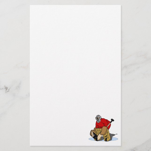 Red Hockey Goalie Stationery (Front)