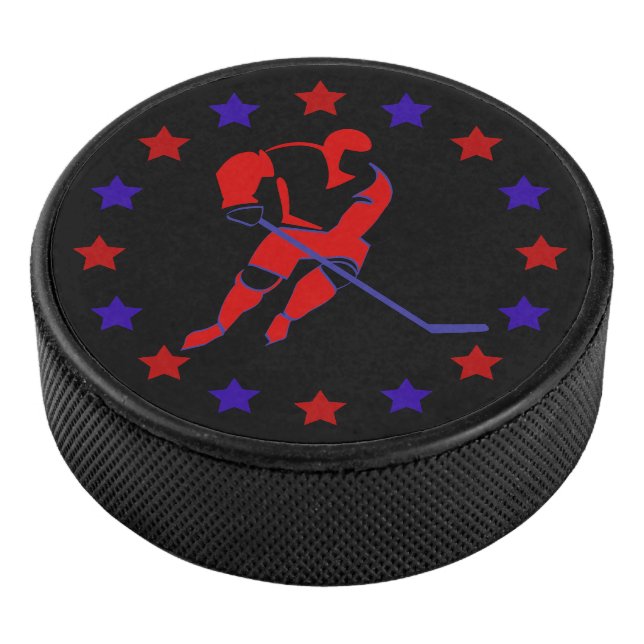 Red Hockey Player Stars Puck (3/4)
