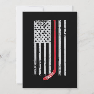 Red Hockey Stick American Flag USA Hockey Invitation
