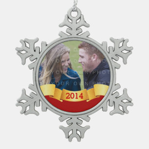 Red Holiday Banner Photo Ornament