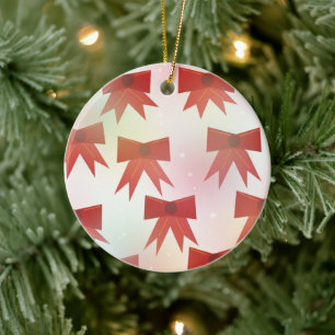 Red Holiday Bows Ceramic Tree Decoration