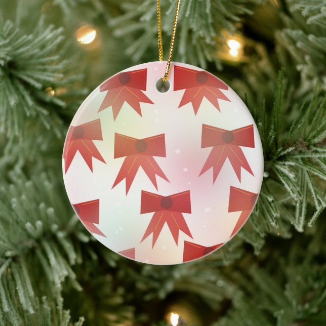 Red Holiday Bows Ceramic Tree Decoration (Tree)