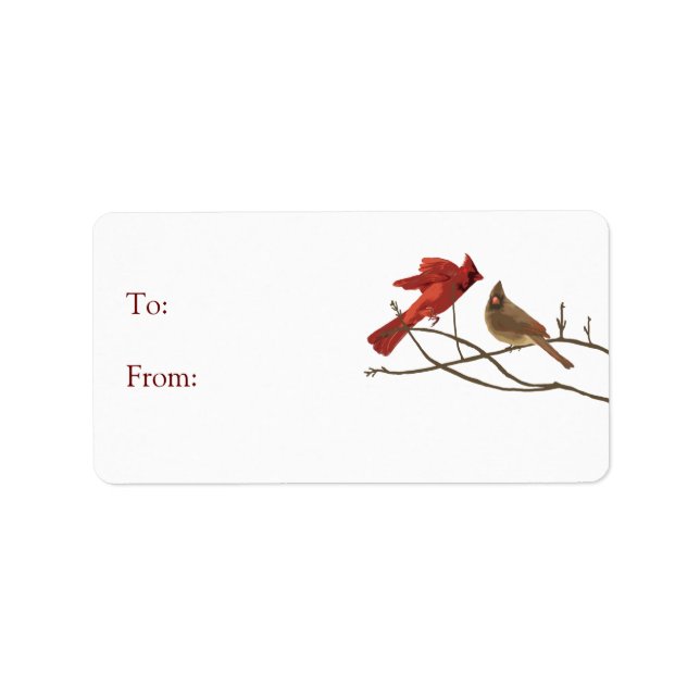 Red Holiday Cardinal Birds Gift Tag (Front)