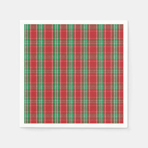 Red Holiday Christmas Plaid Rustic Country Napkin