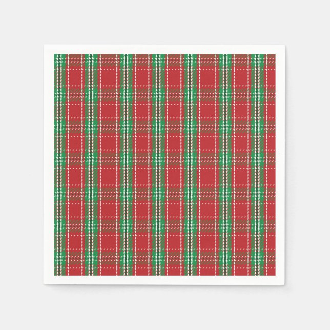 Red Holiday Christmas Plaid Rustic Country Napkin (Front)