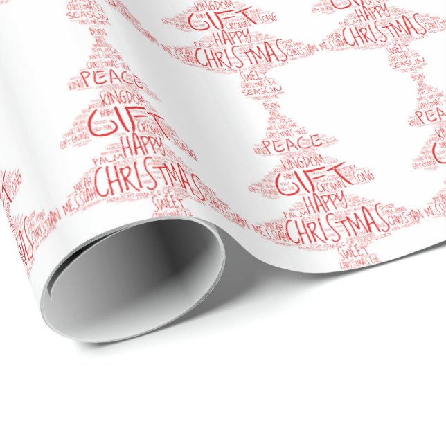 Red Holiday Christmas Tree Wrapping Paper (Roll Corner)
