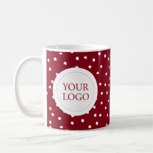 Red Holiday Confetti Minimal Business Logo Custom Coffee Mug