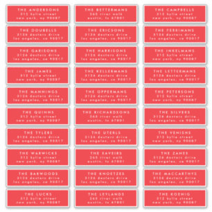 red holiday envelope guest address label