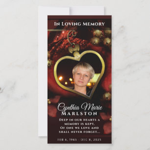 Red Holiday Heart 4x8  Photo Sympathy Thank You Card