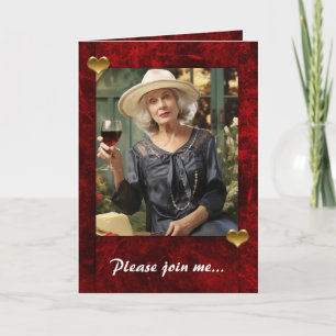 Red Holiday Hearts with photo holder Invitation
