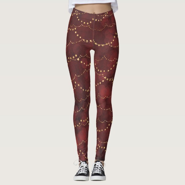 Red Holiday Lights Leggings (Front)