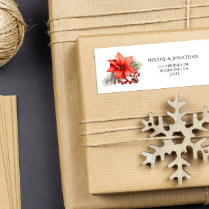 Red Holiday Merry Christmas Return Address
