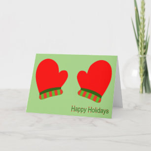 Red Holiday Mittens (Happy Holidays) Card