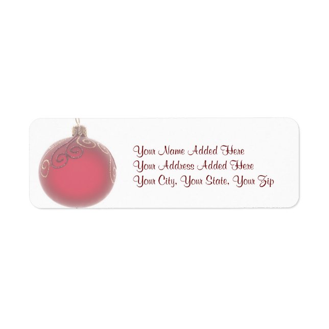 Red Holiday Ornament Return Address Labels (Front)