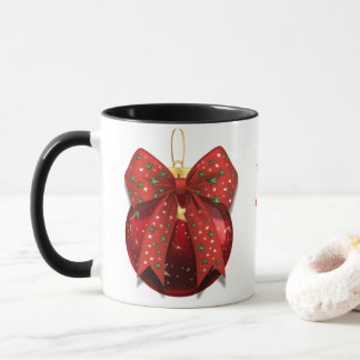 Red Holiday Ornament with Bow Mug