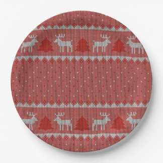 Red Holiday Party Paper Plate