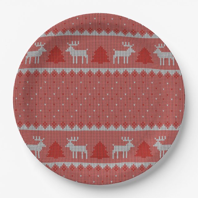 Red Holiday Party Paper Plate (Front)