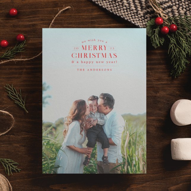 Red Holiday Plaid Photo Christmas Card (Creator Uploaded)