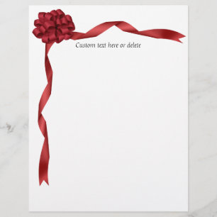 Red Holiday Ribbon Christmas Letterhead