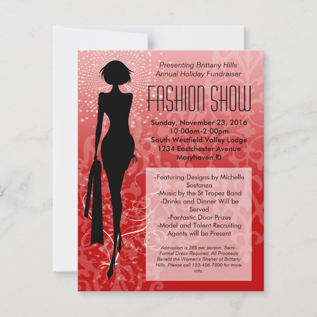 Red Holiday Silhouette Fashion Show Invitations (Front)