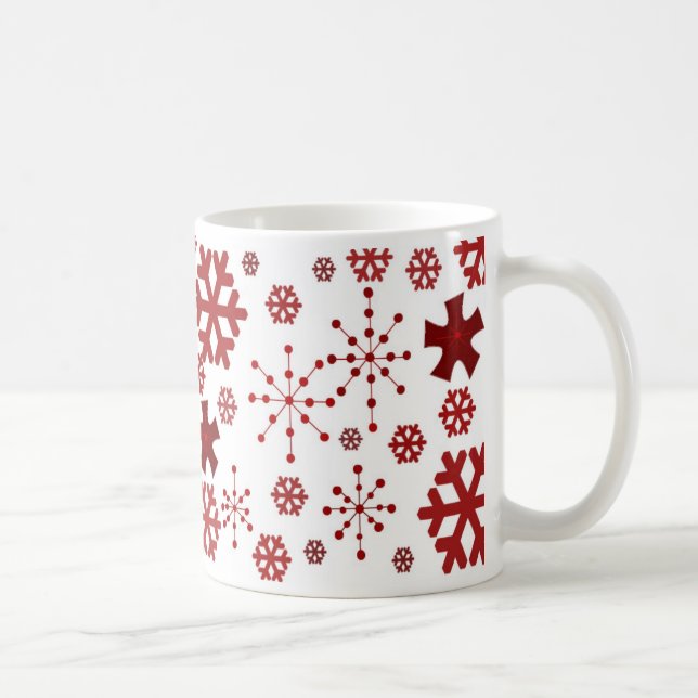 Red Holiday Snowflake Design Coffee Mug (Right)