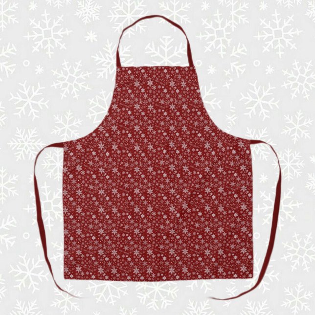 Red holiday snowflake pattern All-Over Print Apron (Creator Uploaded)