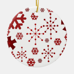 Red Holiday Snowflakes Ceramic Tree Decoration