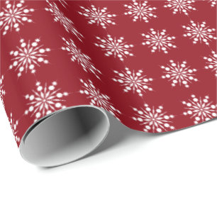Red Holiday Snowflakes Merry Christmas Wrapping Paper
