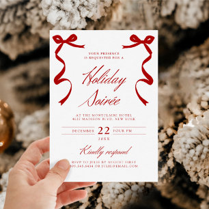 Red Holiday Soirée Hand Drawn Whimsical Bows Card