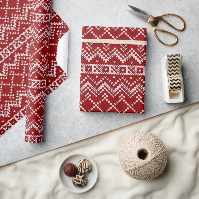 Red Holiday Sweater Wrapping Paper (Crafts)