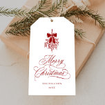 Red Holly Berry Bouquet Romantic Merry Christmas Gift Tags<br><div class="desc">This Christmas gift tag features elegant and romantic swirly calligraphy lettering with a winter holly berry bouquet,  and a simple pine tree pattern on the back. For more advanced customisation of this design,  please click the BLUE DESIGN TOOL BUTTON above!</div>