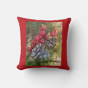 Red Holly Berry Christmas Cushion