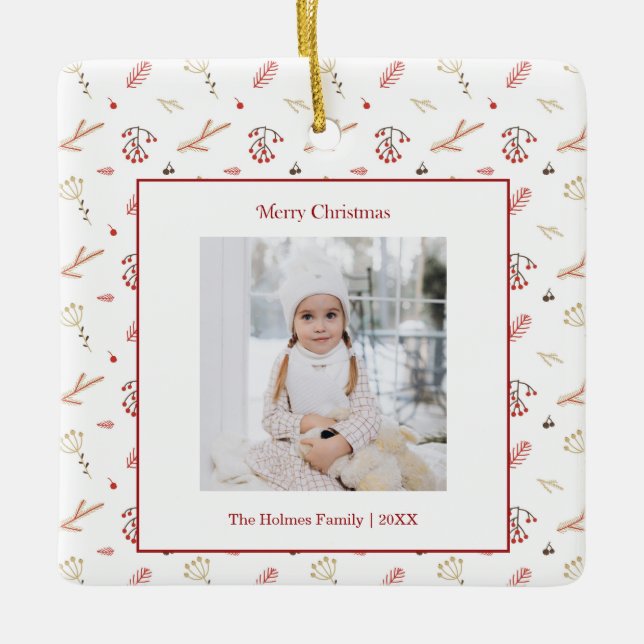 Red Holly Berry Holiday Ornament (Front)