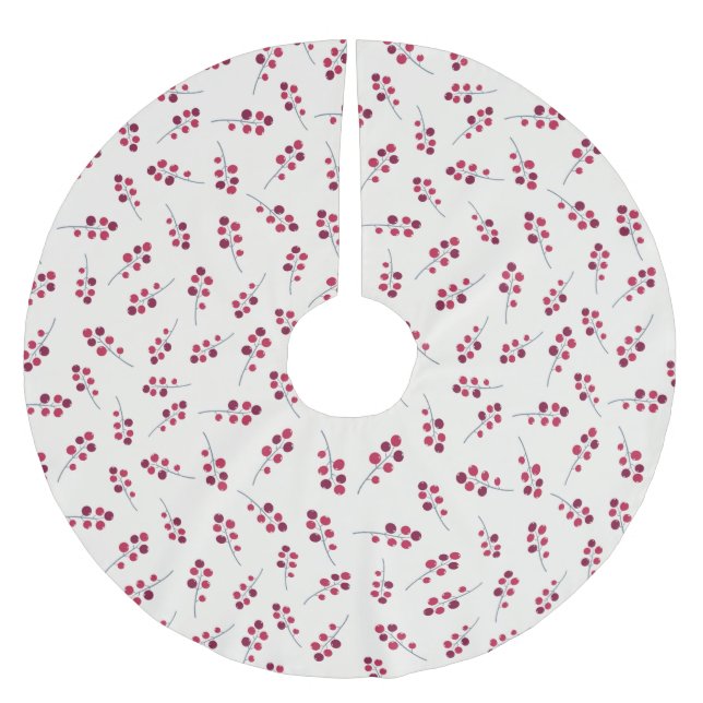 Red Holly Pip Berries Festive  Brushed Polyester Tree Skirt (Front)