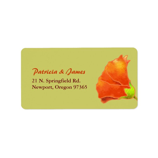 Red Hollyhock Simple Wedding Address Label (Front)