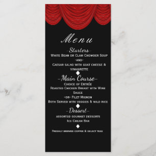 Red HOLLYWOOD Curtains Elegant Glam Party Menu