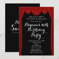 Red HOLLYWOOD Curtains Elegant Party Invitations