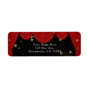Red HOLLYWOOD Curtains & Gold Party Invitation