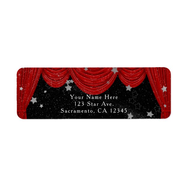 Red HOLLYWOOD Curtains & Silver Party Invitation (Front)