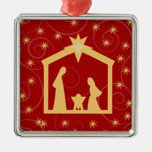 Red Holy Night Nativity Christmas Ornament