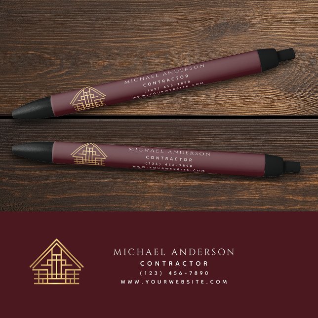 Red Home Building Construction Business Black Ink Pen (Creator Uploaded)