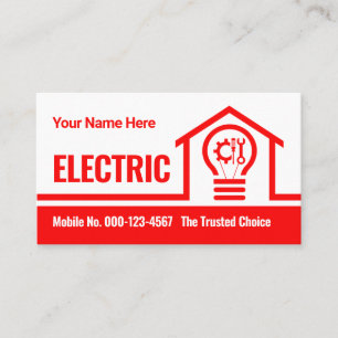 Red Home Electric Bulb Circuit  Business Card