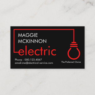 Red Home Electrical Bulb Circuit Business Card