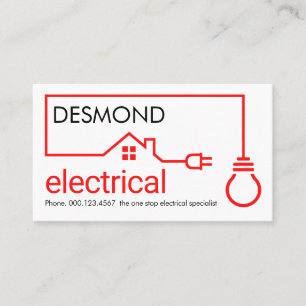 Red Home Electrical Wire Circuit Business Card