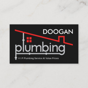Red Home Plumbing Pipe System Plumber Repair Business Card