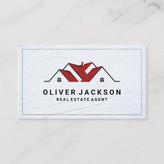 Red Home Rooftop Logo Business Card (Front)