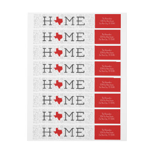 Red HOME Texas Wrap Around Label