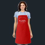 Red Homemade with Love Custom Your Kitchen Apron<br><div class="desc">Let's get baking. Customise the Name on this personalised apron. Seen here in red. Stylish typography style treatment. Encourage the sweet baker in your life with a special gift. Perfect for baking those holiday Christmas cookies. Featuring the words "Homemade with love" for a unique kitchen apron.</div>