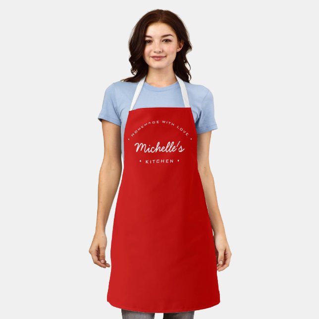 Red Homemade with Love Custom Your Kitchen Apron (Worn)